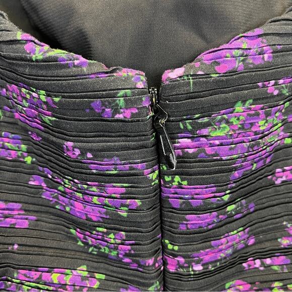 AMUR Giulia Floral fitted Mini dress black purple - 2 - Picture 10 of 12